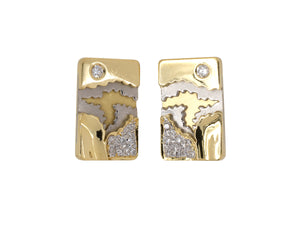 31129 - Gold Platinum Diamond Rectangle Cuff Links