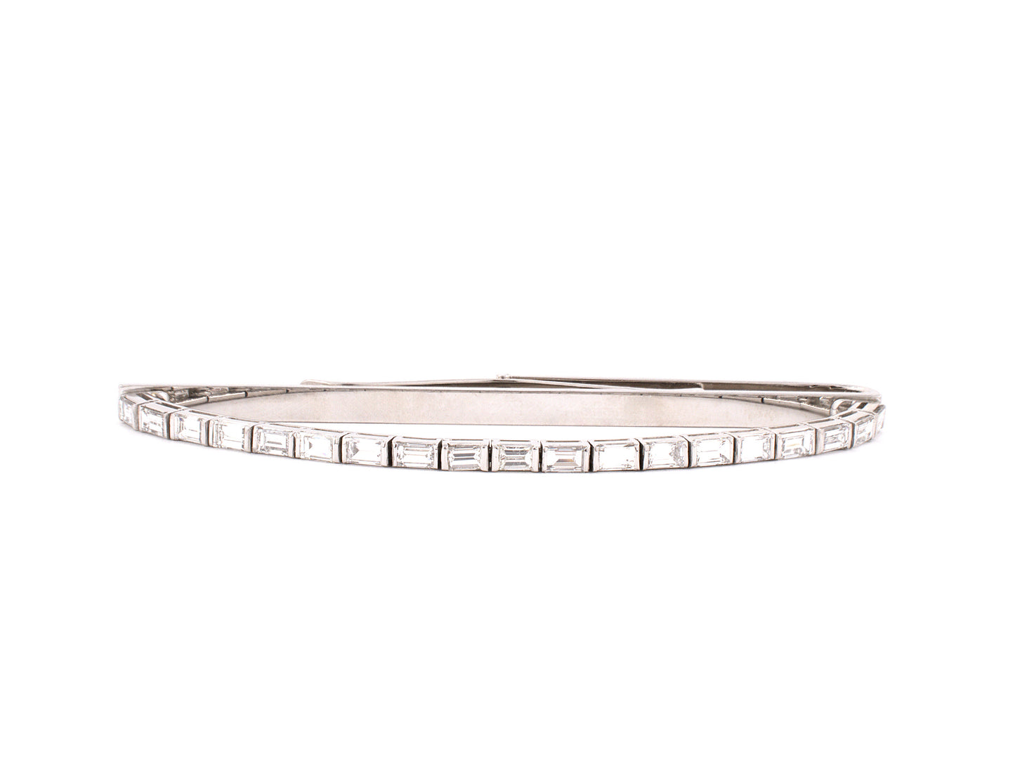 31141 - Circa:1960s Neiman Marcus Platinum Gold Baguette Diamond Tie Bar Clip