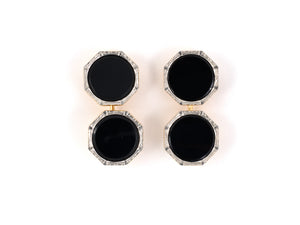 31160 - Art Deco Larter Platinum Gold Onyx Cuff Links