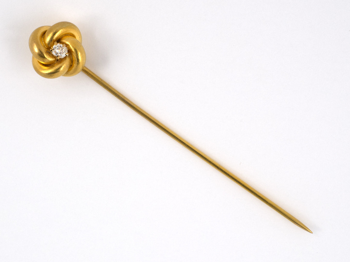 31204 - Victorian Gold Diamond Lovers Knot Stick Pin