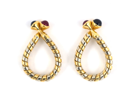 31211 - Bulgari Tubogas Gold Ruby Sapphire Cuff Links