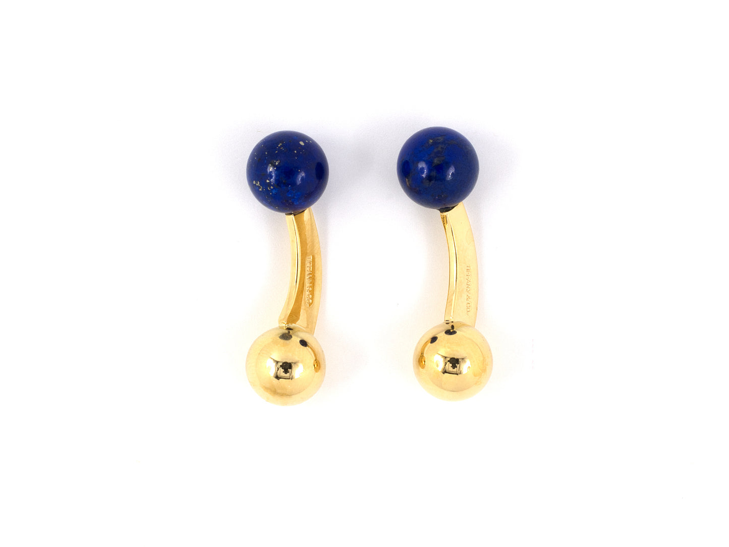 31216 - SOLD - Tiffany Gold Lapis Ball Cuff Links