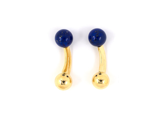 31216 - SOLD - Tiffany Gold Lapis Ball Cuff Links