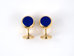 31220 - SOLD - Lucas Gold Lapis Circle Cuff Links