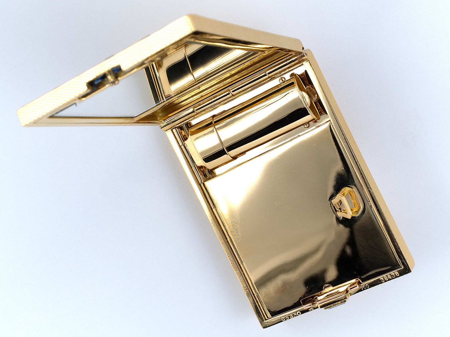 31255 - Art Deco Van Cleef & Arpels Gold Sapphire Lipstick Compact