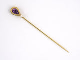 31272 - SOLD - Victorian "Lambert Bros" Gold Amethyst Pearl Stick Pin