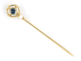 31280 - SOLD - Art Nouveau Gold Aqua Pearl Stick Pin