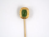 31284 - SOLD - Victorian "Krementz" Gold Nephrite Jade Stick Pin