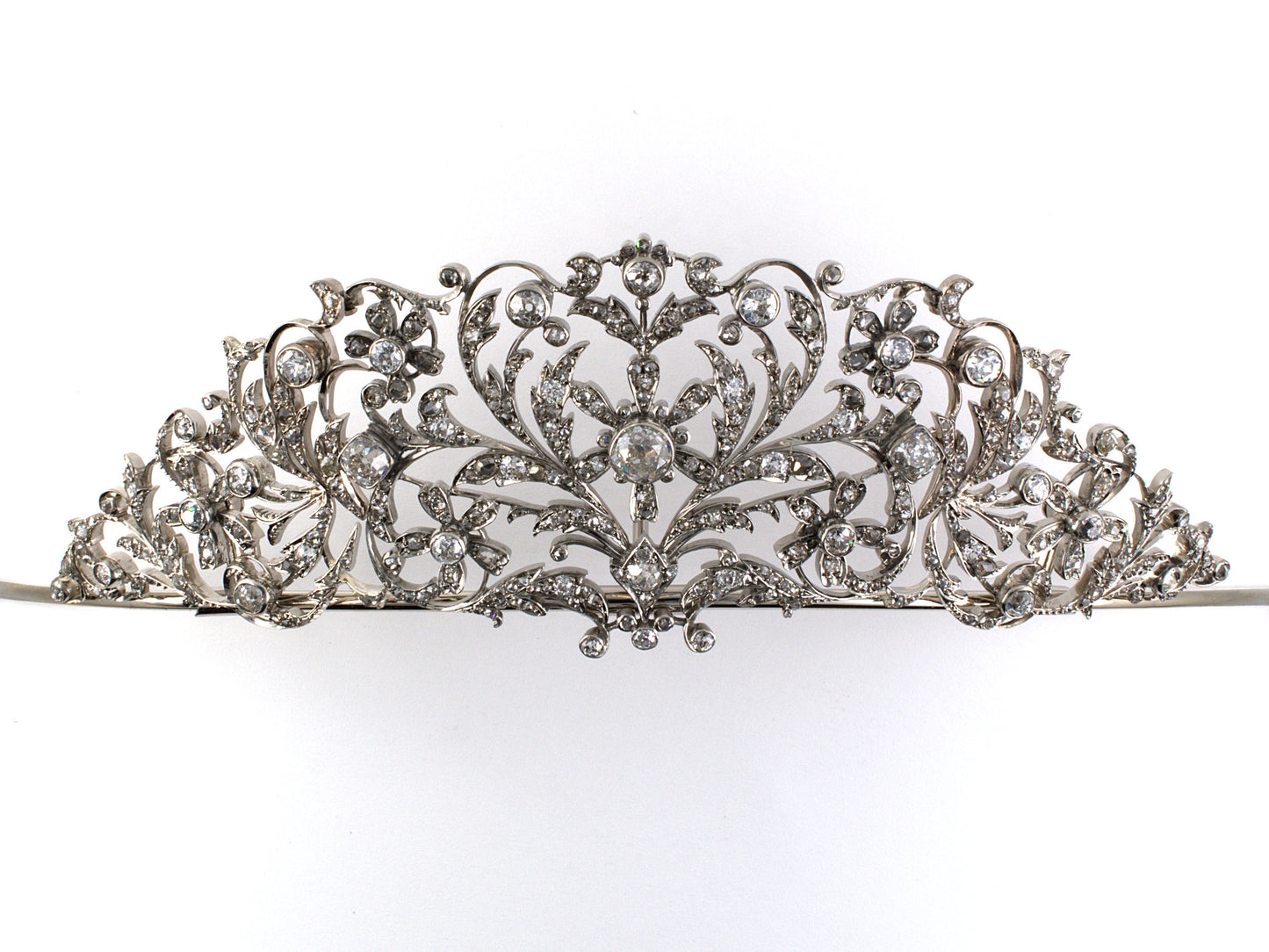 31285 - SOLD - Victorian Silver Diamond Floral Tiara