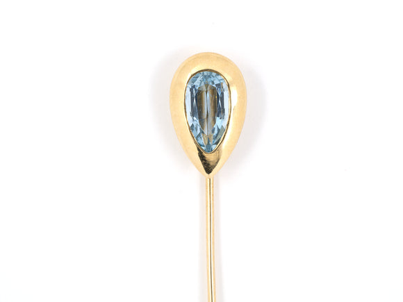31287 - SOLD - Circa 1900 Gold Aqua Stick Pin