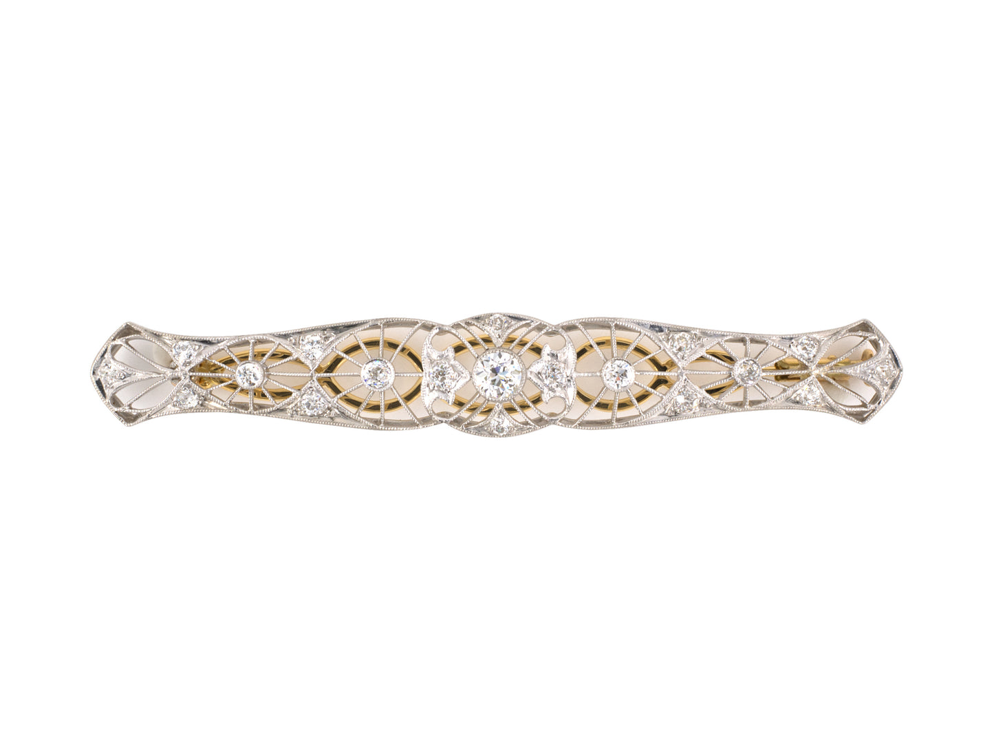 31288 - SOLD - Edwardian Platinum Gold Diamond Barrette