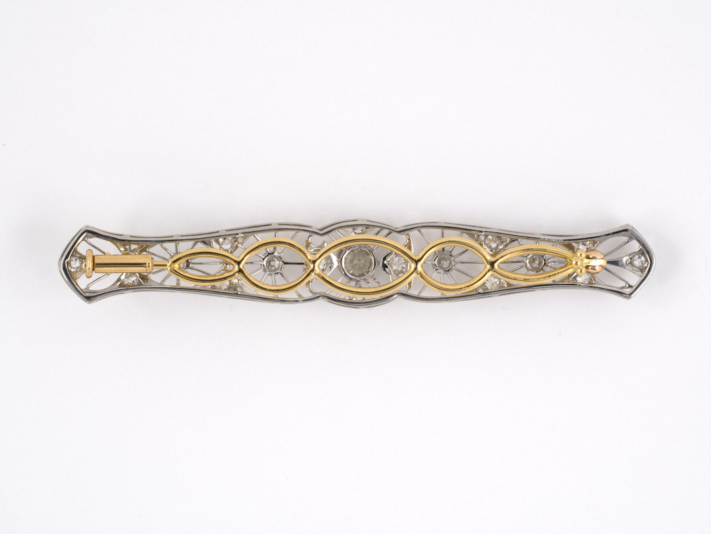 31288 - SOLD - Edwardian Platinum Gold Diamond Barrette