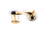 31293 - Demner Italy Gold Black Onyx Diamond Toucan Cuff Links