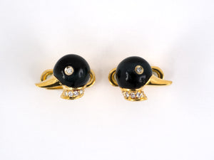 31294 - Demner Gold Black Quartz Cat's Eye Diamond Duck Cuff Links