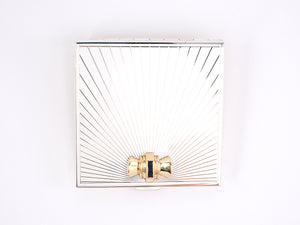 31300 - Art Deco Tiffany Silver Gold Sapphire Mirror Compact