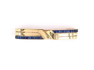 31303 - Retro Van Cleef & Arpels Gold Calibre Sapphire French Barrette