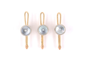 31313 - Art Deco Krementz Platinum Gold Pearl Mother Of Pearl Shirt Studs