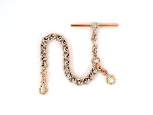 31327 - SOLD - Circa 1900 Victorian Tiffany Gold Platinum Pocket Watch Chain
