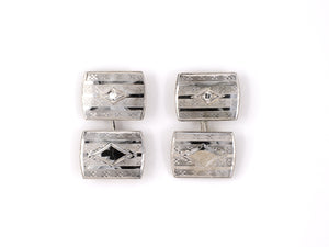 31328 - Art Deco Gold Diamond Cuff Links