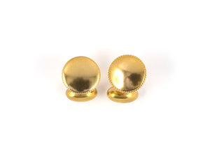 31330 - Victorian Circa 1890 Riker Bros Gold Beaded Edge Cuff Links