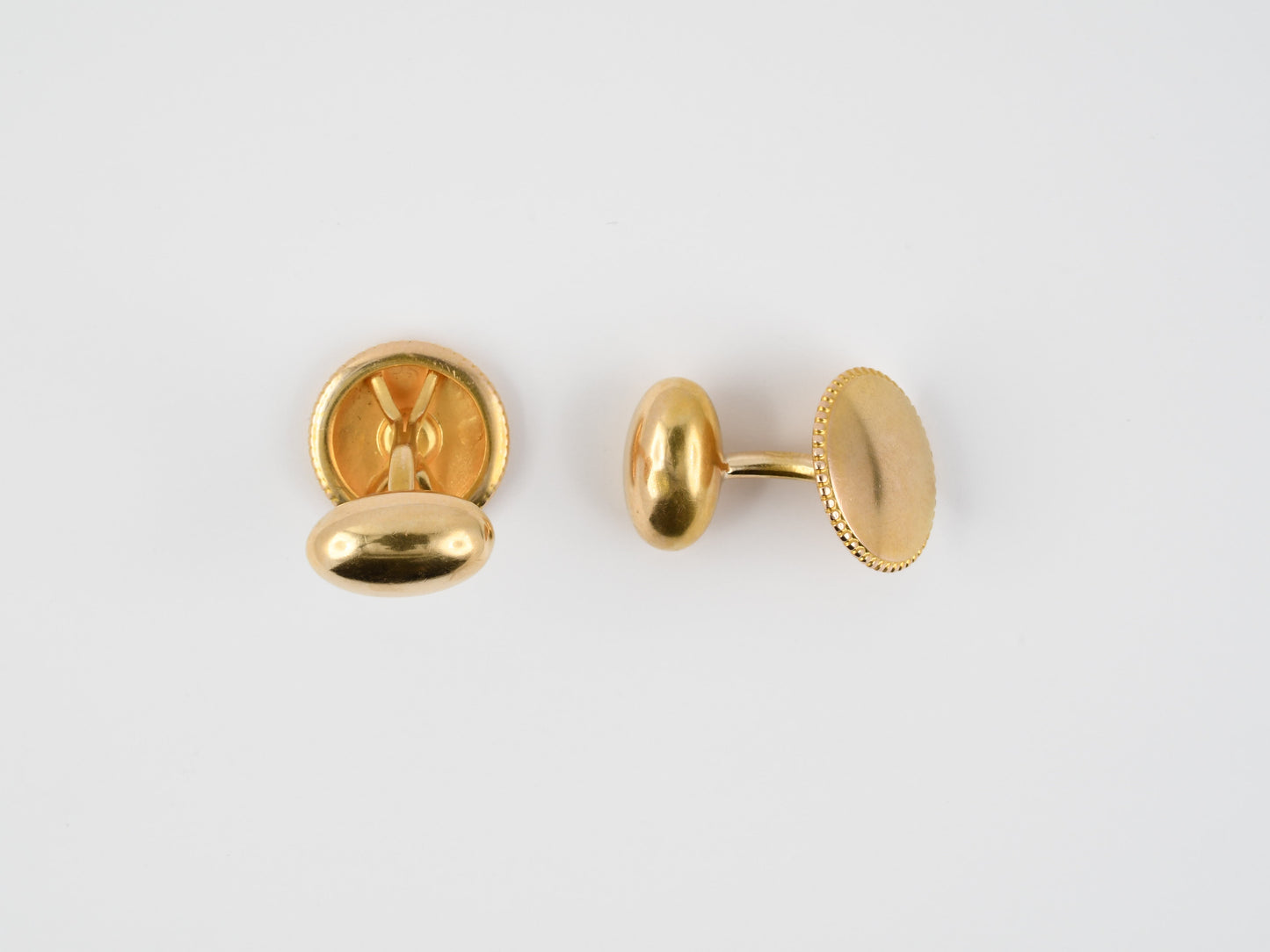 31330 - Victorian Circa 1890 Riker Bros Gold Beaded Edge Cuff Links