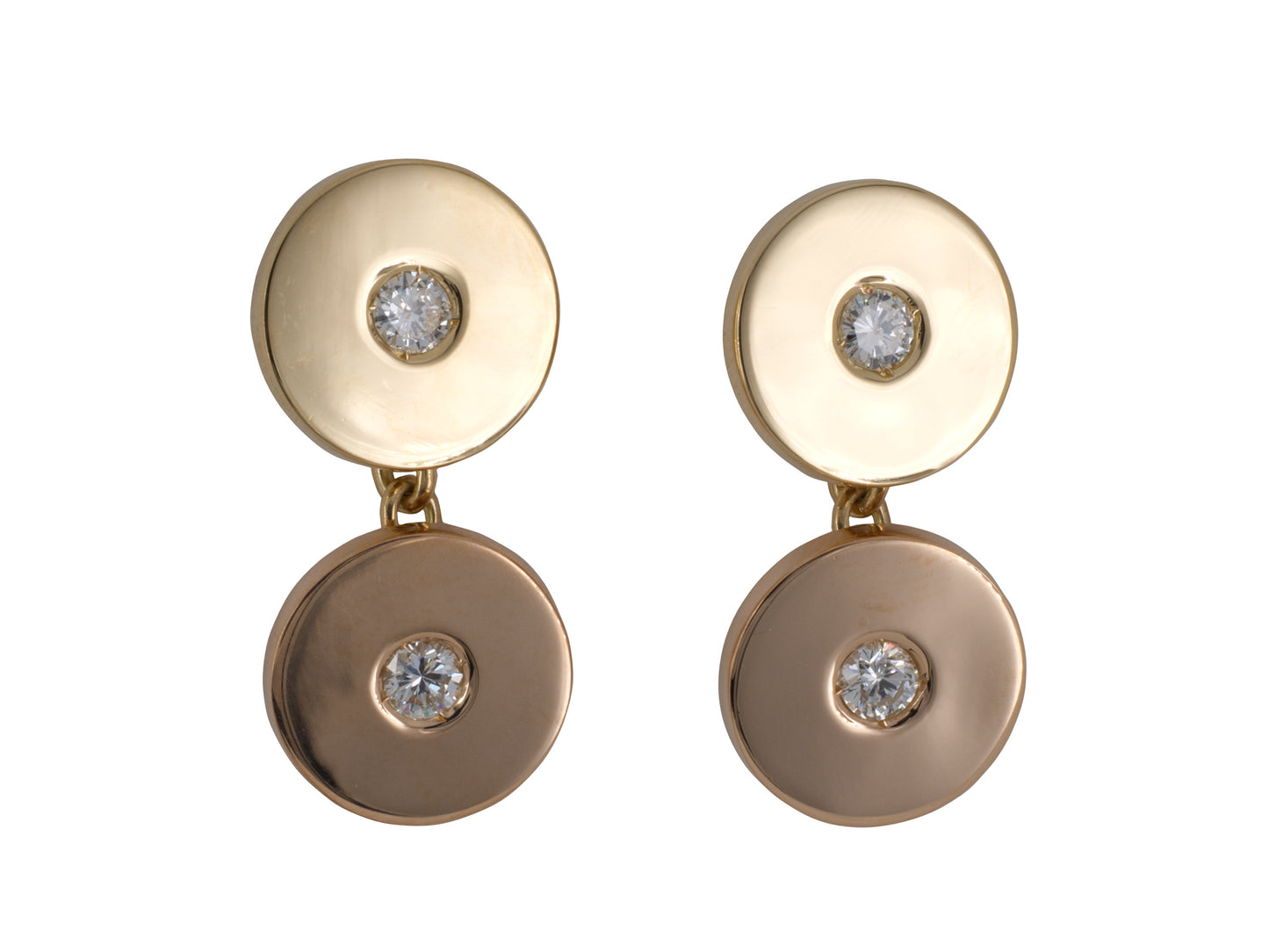 31332 - Bulgari Gold Diamond Circle Cuff Links