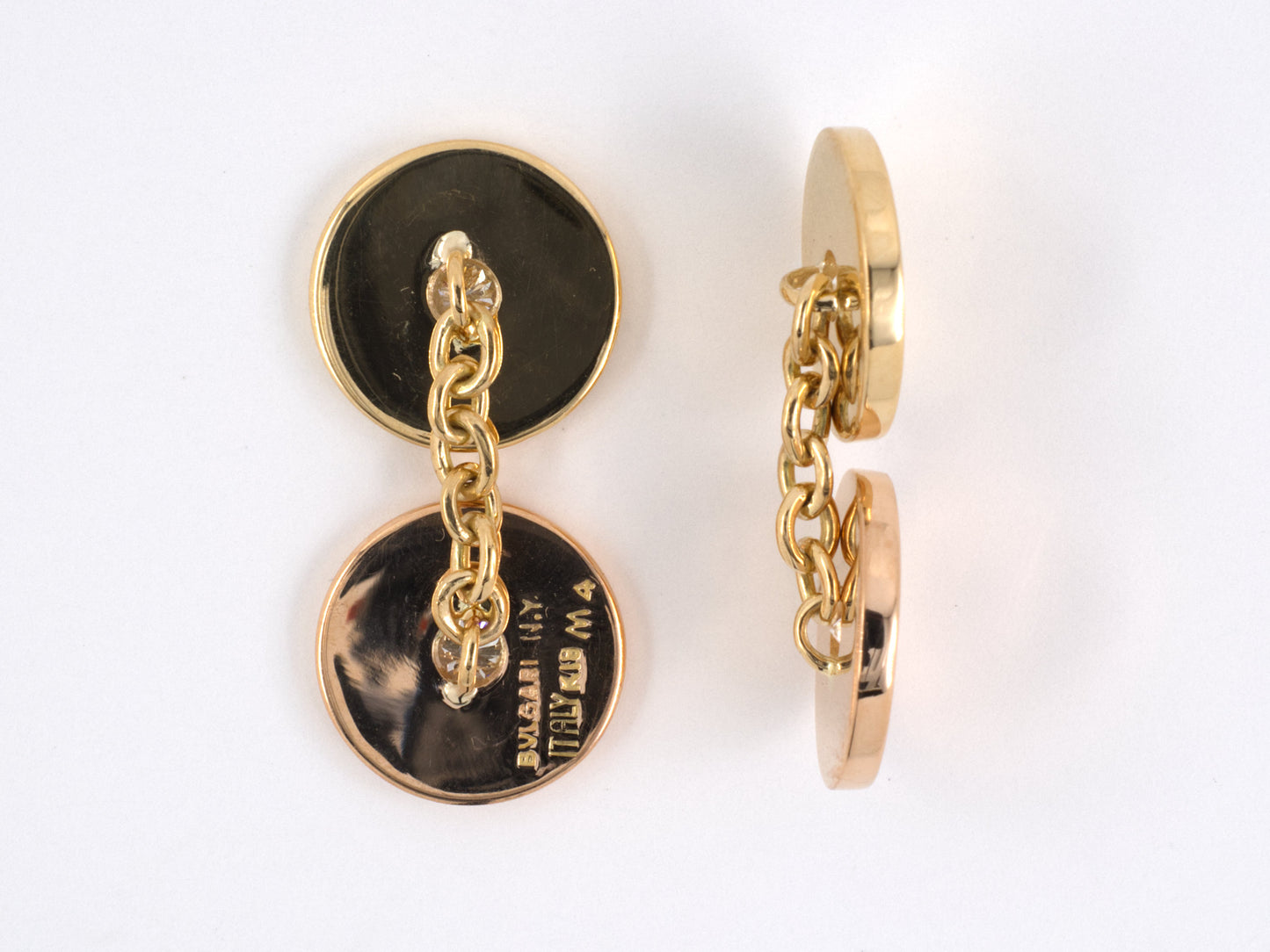 31332 - Bulgari Gold Diamond Circle Cuff Links