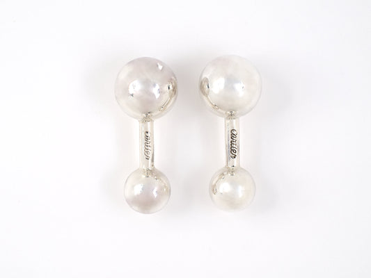 31349 - SOLD - Circa 1940S Cartier Sterling Silver Dumbbell Style Cuff Links