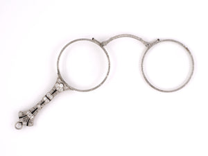 31351 - Art Deco Platinum Diamond Onyx Lorgnette