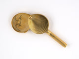 33806 - Retro Gold Corrugated Mirror Pill Box