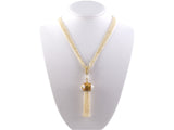 40451 - Art Nouveau Gold Pearl Ruby Diamond Seed Pearl Tassels Pendant