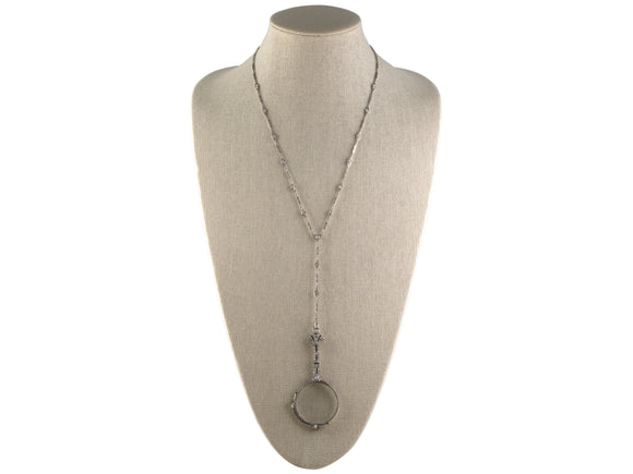 40968 - Platinum Diamond Filigree Bar Link Sautoir Necklace