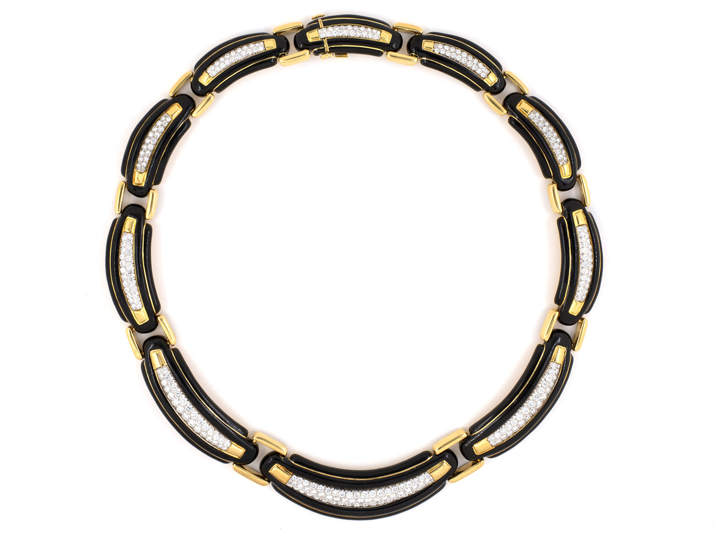 41416 - SOLD - Circa 1985 Webb Gold Platinum Diamond Enamel Necklace