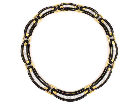 41416 - SOLD - Circa 1985 Webb Gold Platinum Diamond Enamel Necklace