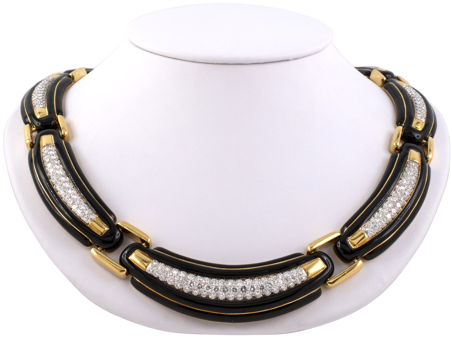 41416 - SOLD - Circa 1985 Webb Gold Platinum Diamond Enamel Necklace