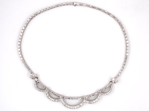41503 - Circa 1960 Platinum Diamond Scalloped Necklace