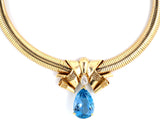 41504 - Circa 1950 Gold Aqua Diamond Necklace