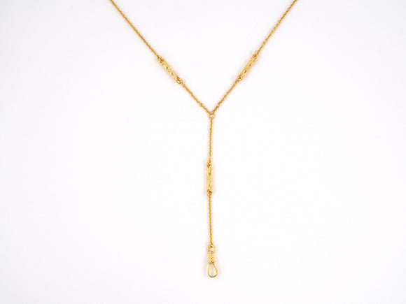 41589 - Gold Carved Ornament Sautoir Necklace