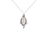 41666 - Art Deco Platinum Diamond Sapphire Pendant