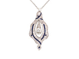 41666 - Art Deco Platinum Diamond Sapphire Pendant