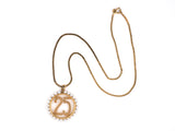 41702 - Gold Pearl 25 Anniversary Circle Pendant Necklace