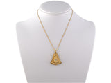 41778 - SOLD - Gold Diamond Bell Locket Pendant Necklace