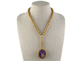 41965 - SOLD - Victorian Gold Carved Amethyst Lion Pin Pendant