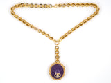 41965 - SOLD - Victorian Gold Carved Amethyst Lion Pin Pendant