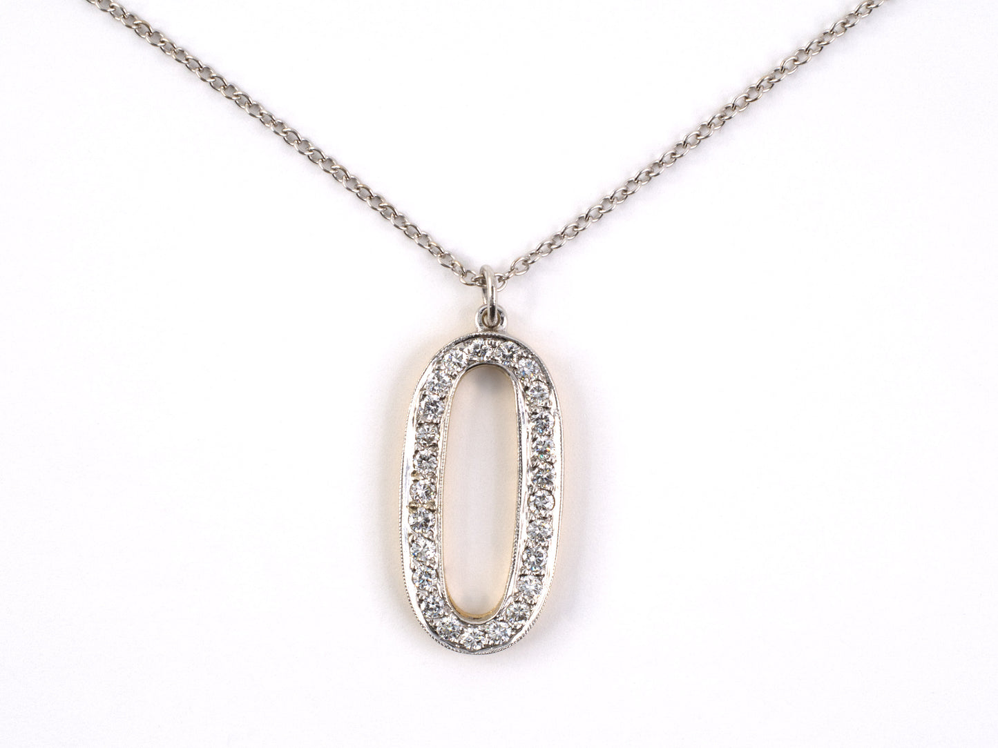 42209 - Gold Diamond O Pendant Necklace