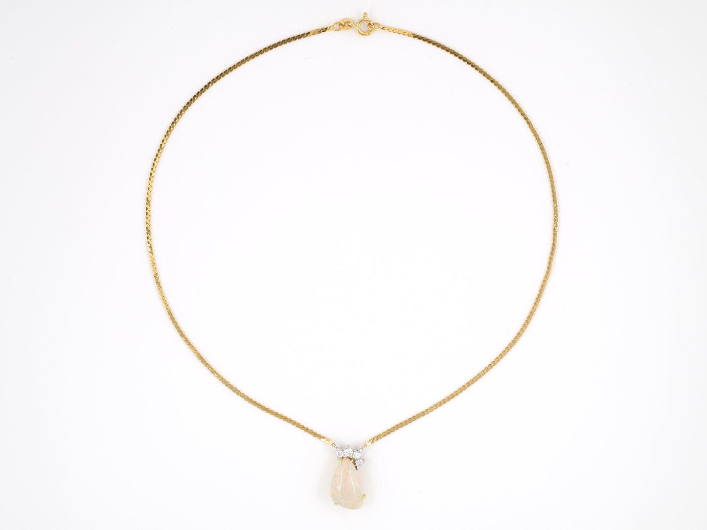 42253 - Chalson Platinum Gold Opal Diamond Pendant Necklace