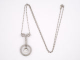 42302 - Edwardian Platinum Diamond Bow Drop Dangle Pendant Necklace