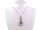 42447 - Art Deco Platinum Diamond Filigree Pendant Necklace