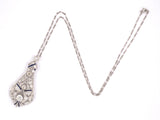 42447 - Art Deco Platinum Diamond Filigree Pendant Necklace