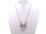 42538 - Art Deco Platinum Diamond Geometric Drop Dangle Pendant Necklace